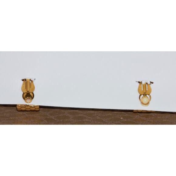VINTAGE GIVENCHY DESIGNER GOLD TONE CLIP-ON EARRINGS SIGNED - Picture 8 of 10